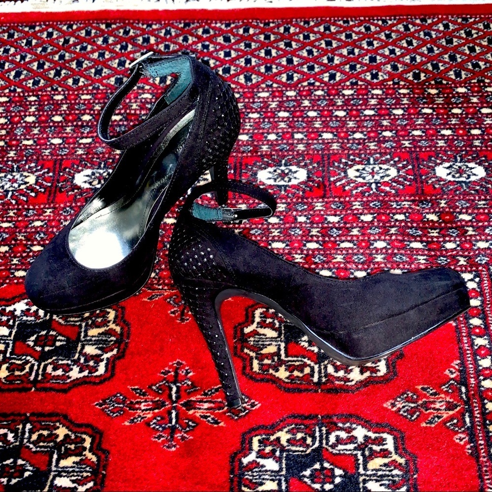 Black Rhinestone Heels